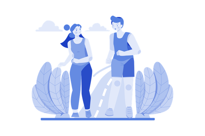 Pareja haciendo jogging juntos  Ilustración