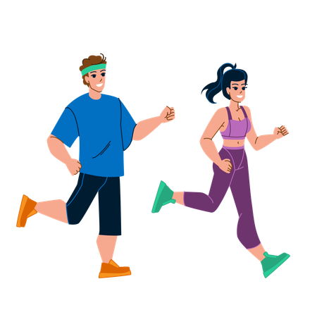 Pareja haciendo jogging matutino  Ilustración