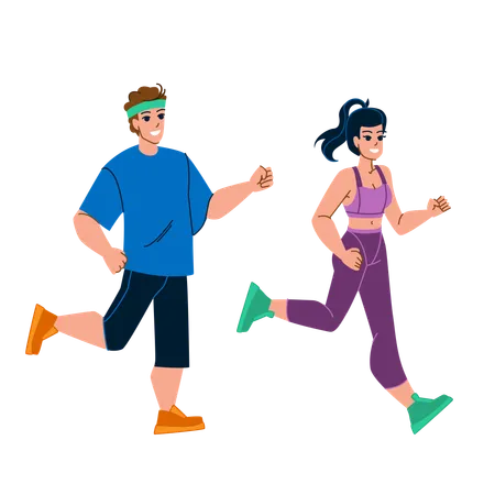 Pareja haciendo jogging matutino  Ilustración