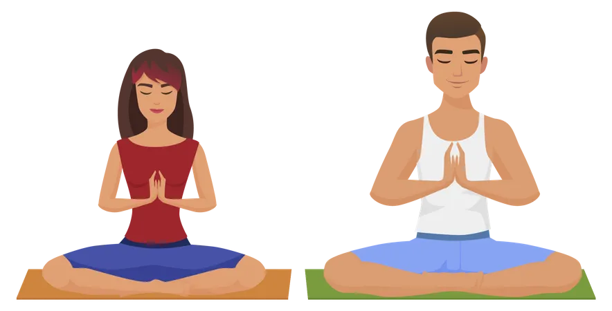 Pareja haciendo yoga  Ilustración