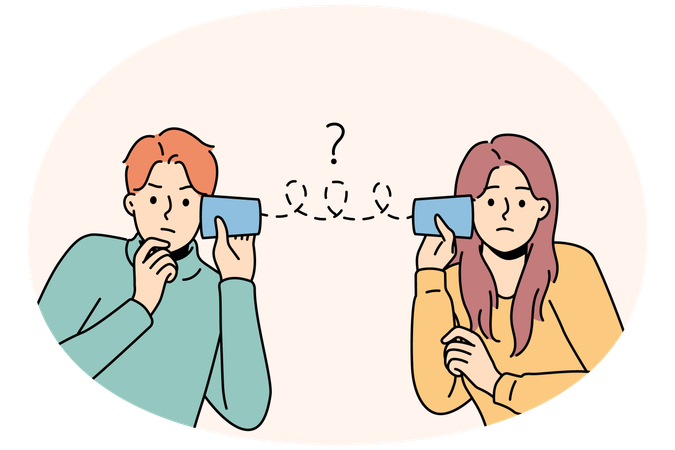 Pareja infeliz angustiada por problemas de comunicación  Ilustración