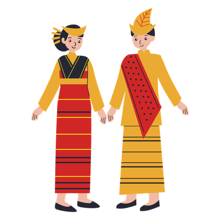 Pareja joven vistiendo Nusa Tenggara Oriental  Ilustración