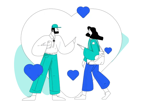 Pareja juntos en san valentín  Ilustración