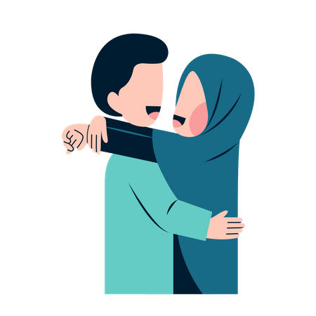 Pareja musulmana sintiendo amor  Ilustración