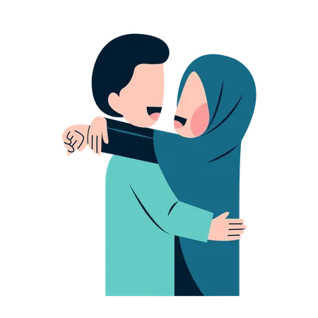 Pareja musulmana sintiendo amor  Ilustración