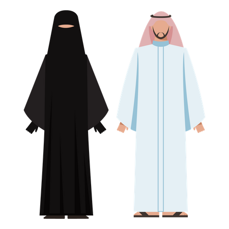 Pareja musulmana de pie juntos  Ilustración