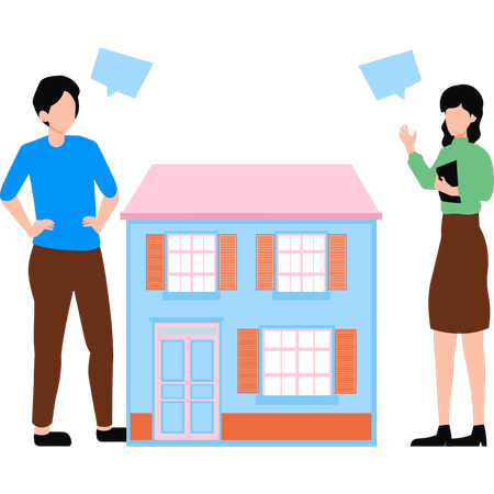 Una pareja planea comprar una casa nueva a préstamo  Ilustración