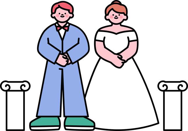 La pareja presta juramento juntos  Ilustración