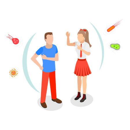 Pareja haciendo prevención de enfermedades infecciosas  Ilustración