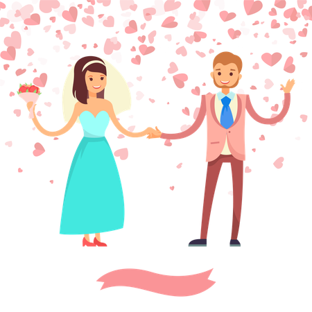 Pareja de recién casados  Ilustración