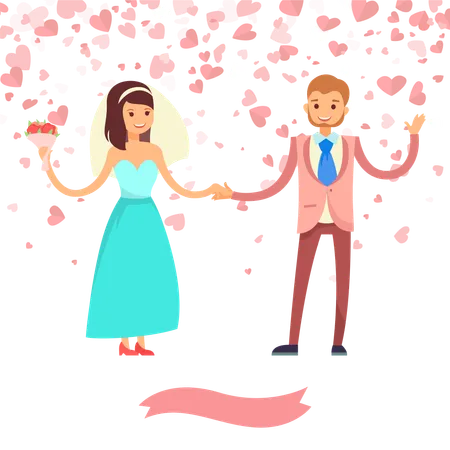 Pareja de recién casados  Ilustración