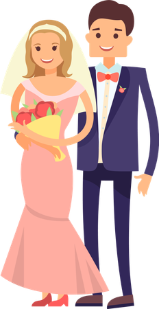 Pareja de recién casados  Ilustración