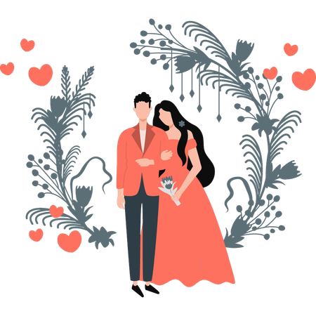 Pareja de recién casados  Ilustración