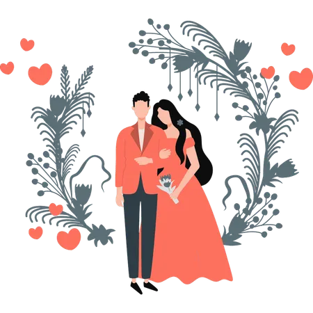 Pareja de recién casados  Ilustración