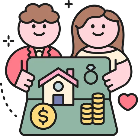 Ahorros de pareja de recién casados  Illustration