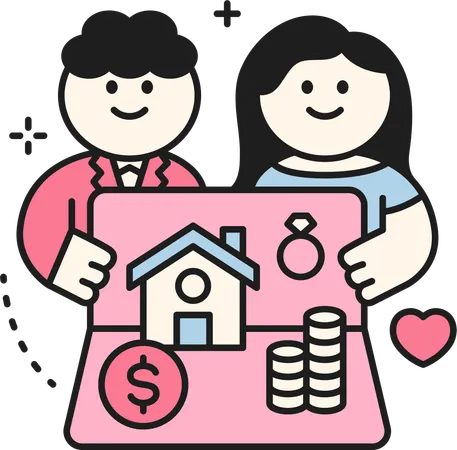 Ahorros de pareja de recién casados  Illustration