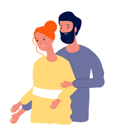 Pareja romantica abrazándose  Ilustración