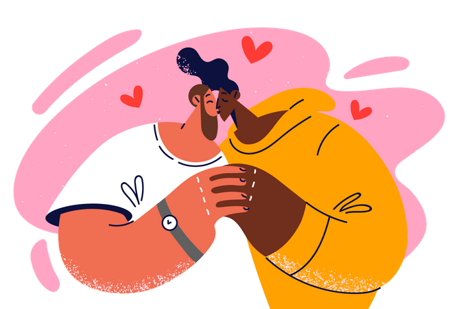 Pareja romantica besándose  Illustration