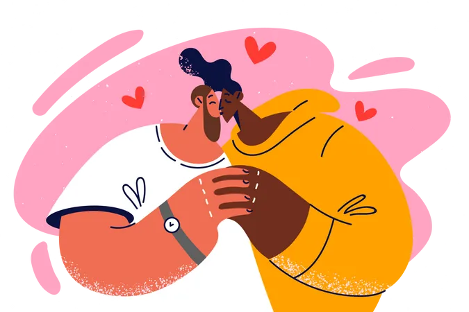 Pareja romantica besándose  Illustration