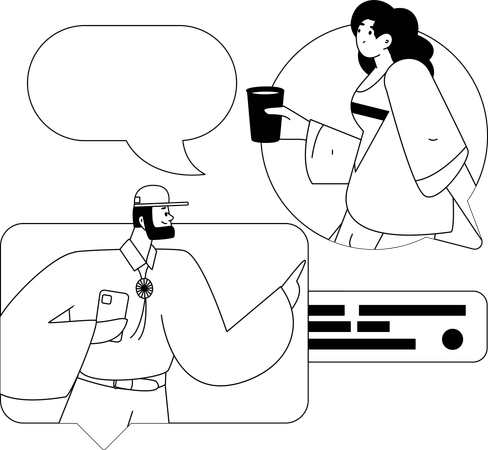 Pareja romántica charlando en las redes sociales  Illustration