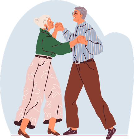 Baile de pareja mayor  Ilustración