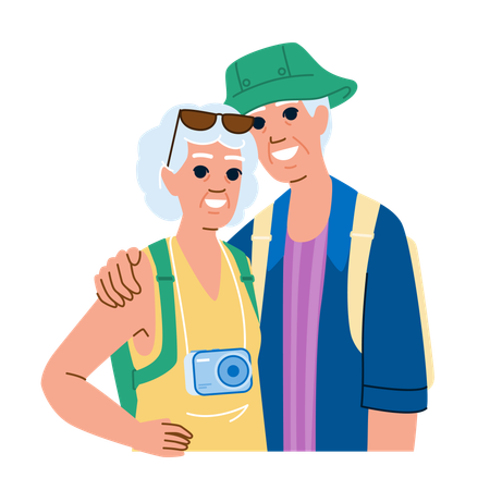 Pareja mayor de vacaciones  Ilustración