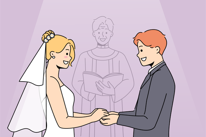 Pareja sigue boda cristiana  Ilustración