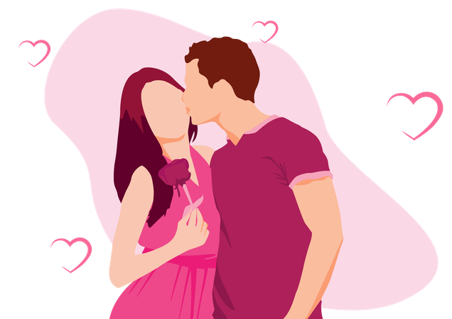 Pareja sonrojada  Ilustración