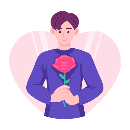 Pareja sosteniendo una rosa  Ilustración