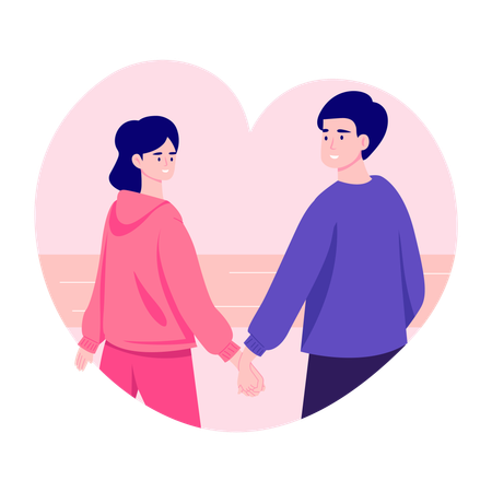 Pareja tomados de la mano  Ilustración