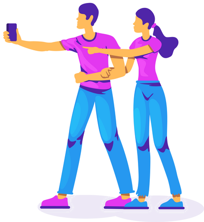 Pareja tomando selfie  Ilustración