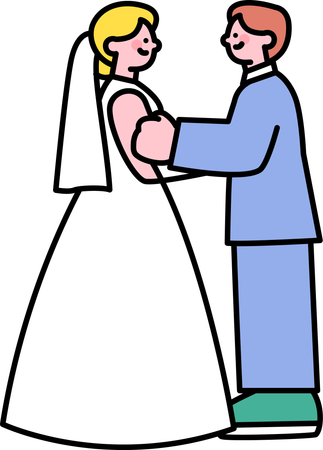 Pareja tomando votos matrimoniales  Ilustración
