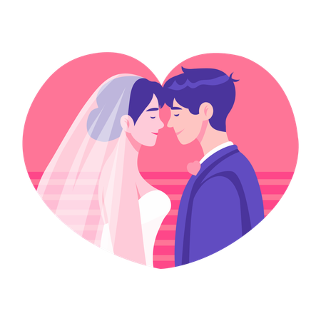 Pareja tomando votos matrimoniales  Ilustración