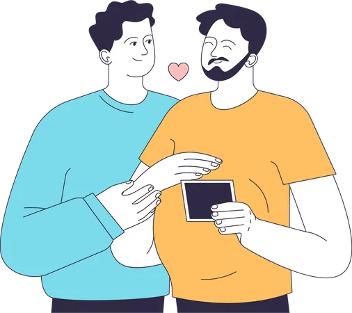 Pareja trans celebrando el embarazo  Ilustración