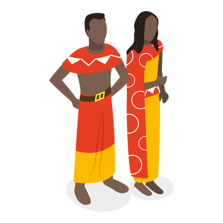 Pareja vistiendo traje africano  Ilustración