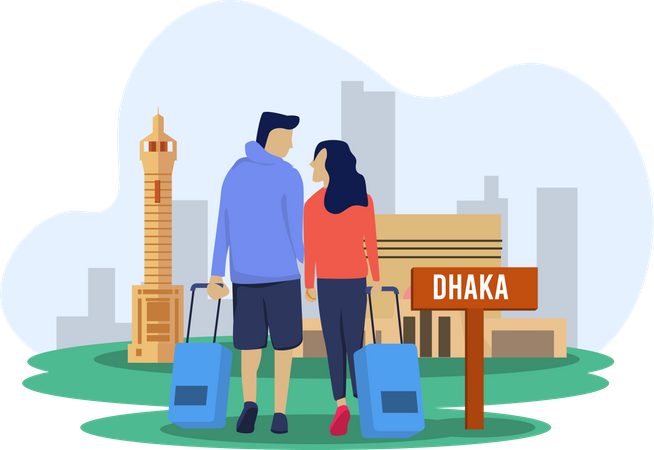 Pareja yendo a dhaka  Illustration