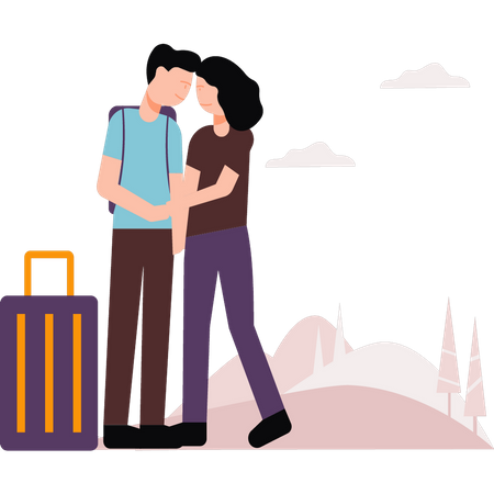 Pareja yendo de vacaciones  Ilustración