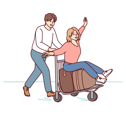 Pareja yendo de vacaciones  Ilustración