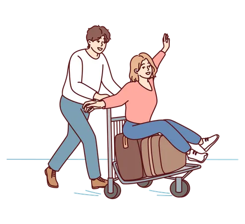 Pareja yendo de vacaciones  Ilustración