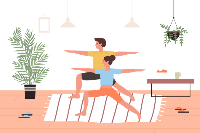 Pareja de yoga  Ilustración