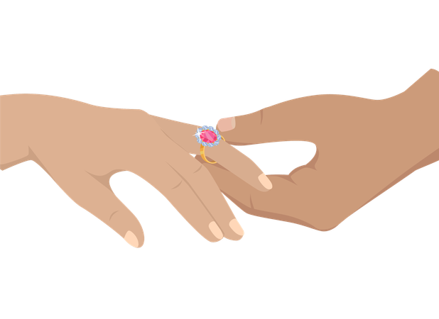Las parejas están intercambiando anillos.  Ilustración
