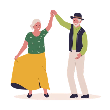 Parejas de ancianos haciendo pareja bailando  Ilustración