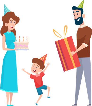 Parent celebrating son birthday Illustration