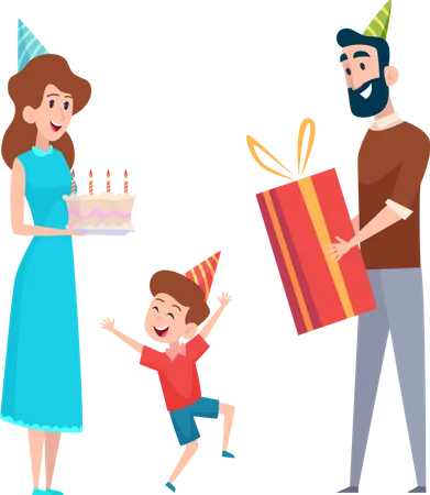 Parent celebrating son birthday  Illustration