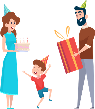 Parent celebrating son birthday  Illustration