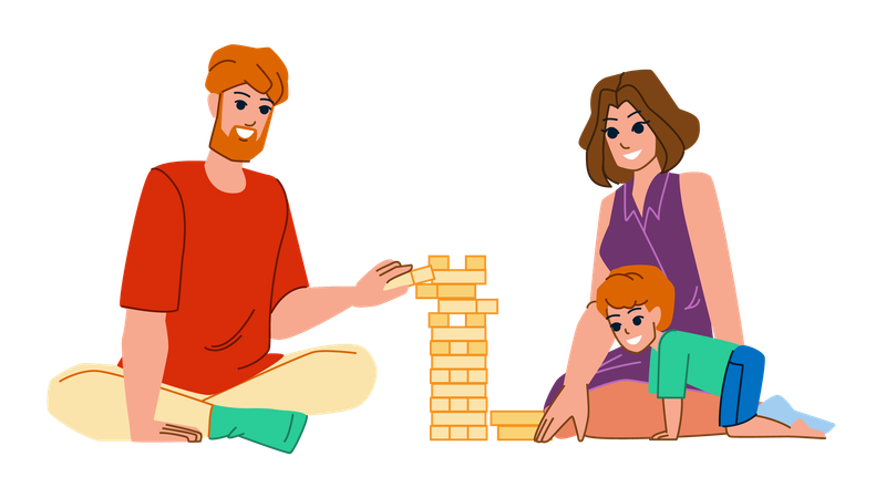 Parent playing with son  Illustration