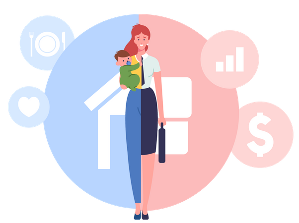 Parent Responsibilities and Career  Illustration