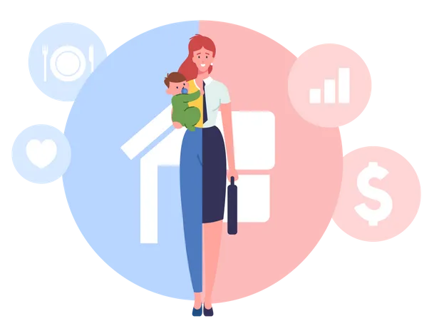 Parent Responsibilities and Career  Illustration