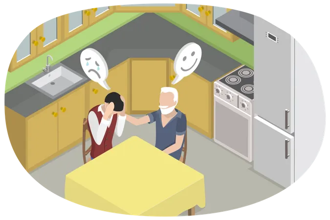 3 D Isometric Flat Vector Conceptual Illustration Of Parent Support Father Supporting His Son Illustration