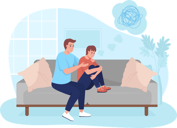 Parent support teen son  Illustration